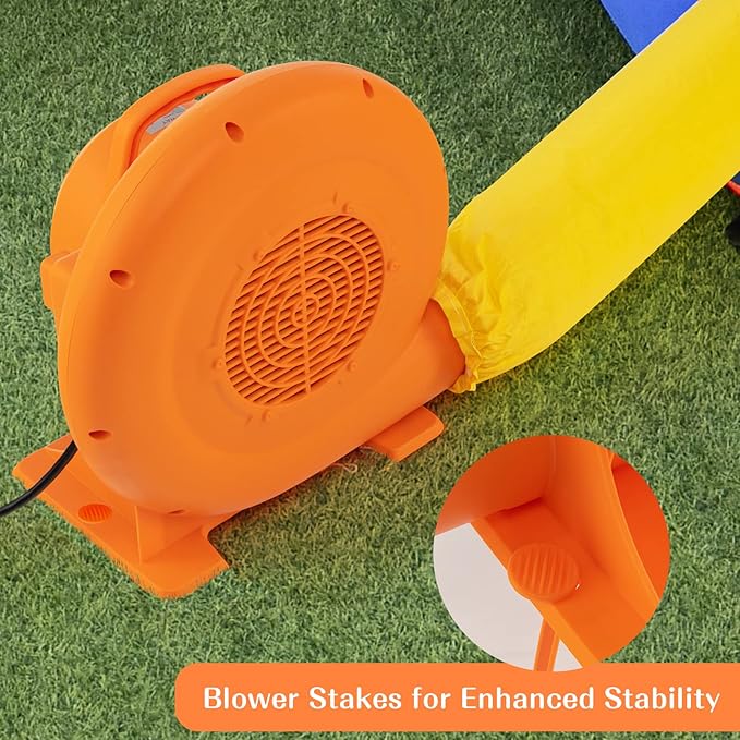 Costzon Air Blower 1.0HP Blower for Bounce House with 25FT SJTW Wire &amp Stakes GFCI Plug ETL 750W Perfect for Inflatable Bouncer Blower Orange IPX4 Air Blower for Inflatables