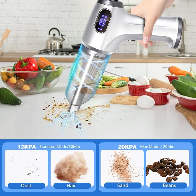 Bug Vacuum CatcherCordless Handheld Vacuum Cleaner RechargeableHigh Power Portable Bug Catcher Handheld Vacuum Cordless Indoor with LED FlashlightSmall Spider Catcher Use for Home Car (Silver)
