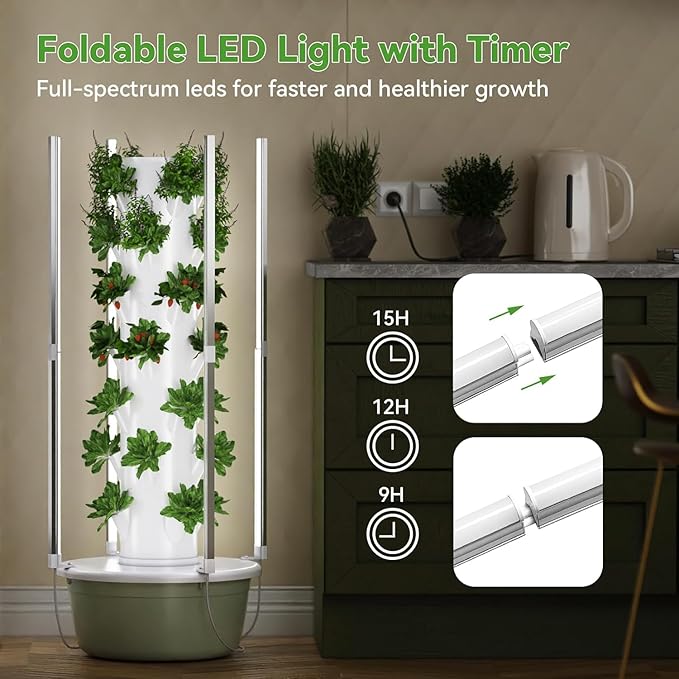 Indoor Gardening Hydroponic Growing System Garden Vertical Growing System Kit with Grow Light Vertical Hydroponic Garden Tower for Herbs Fruits and Vegetables20pods