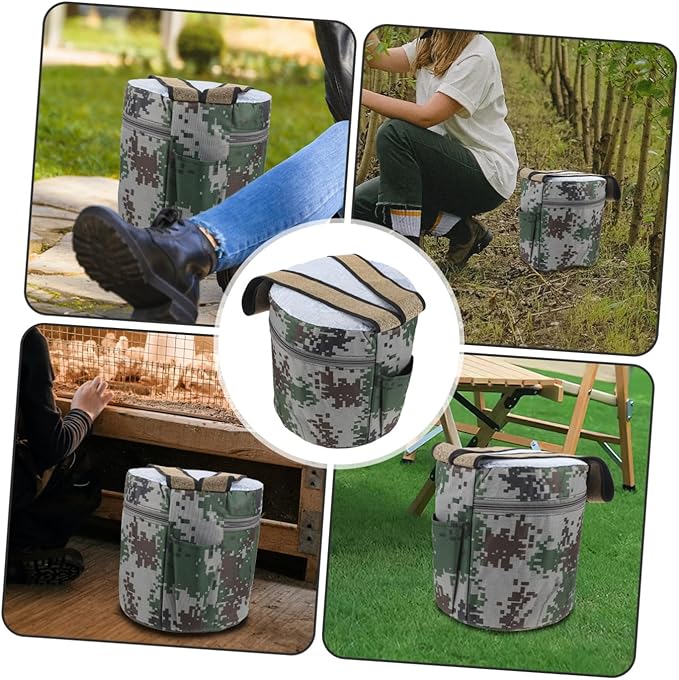 Yardwe Portable Lightweight Gardening Stool with Side Pocket 25cm High Foam Work Seat for Outdoor Planting Weeding and Farming Tasks Random Style