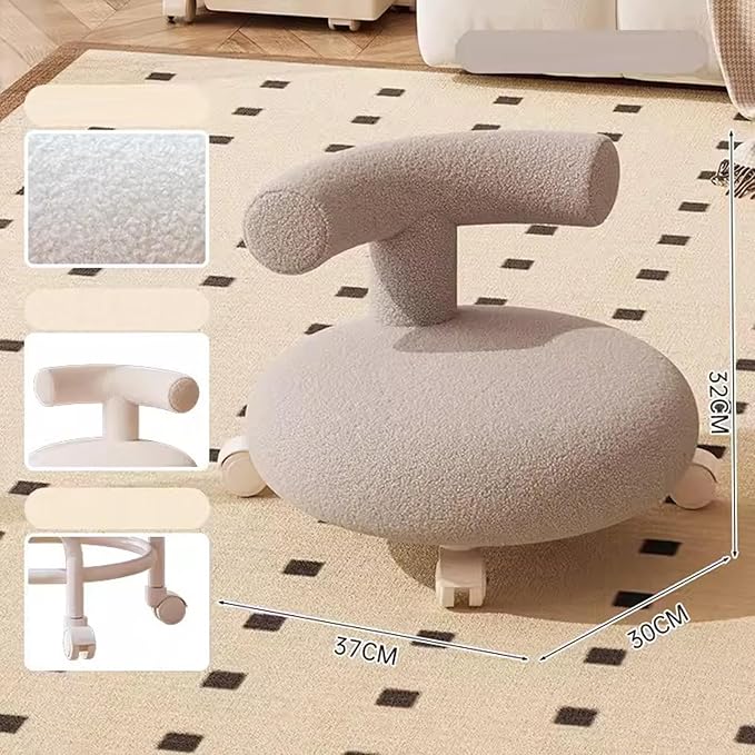 Rolling Stool Pulley Stool Universal Wheel Low Stool Home Lazy Rolling Stool Back Small Chair Swivel Caster Wheels Pu Leather Small Stools for GardeningHome (Color7 30 * 37 * 32cm)