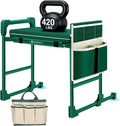 Garden Kneeler and Seat for Seniors: Heavy Duty 420 LBS Support Anti-Tip Multifunctional Gardening Stool Bench with Widened Thick Soft Kneeling Pad &ampTool Bag - Foldable for Gardeners