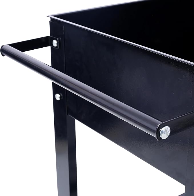 Products Elevated Mobile Raised Ergonomic Metal Planter Garden Bed for Backyard Patio wWheels Lower Shelf Black