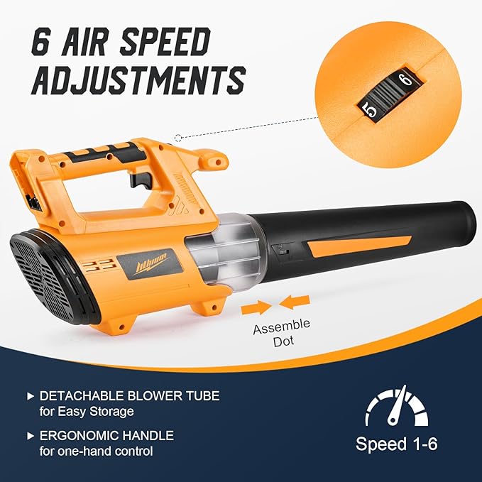 Cordless Leaf Blower Up to 520CFM Compatible with DEWALT 20V Max Battery (No Battery) Electric Leaf Blower Cordless with 5 Speed Modes Battery Powered Leaf Blowers for Lawn Care Yard
