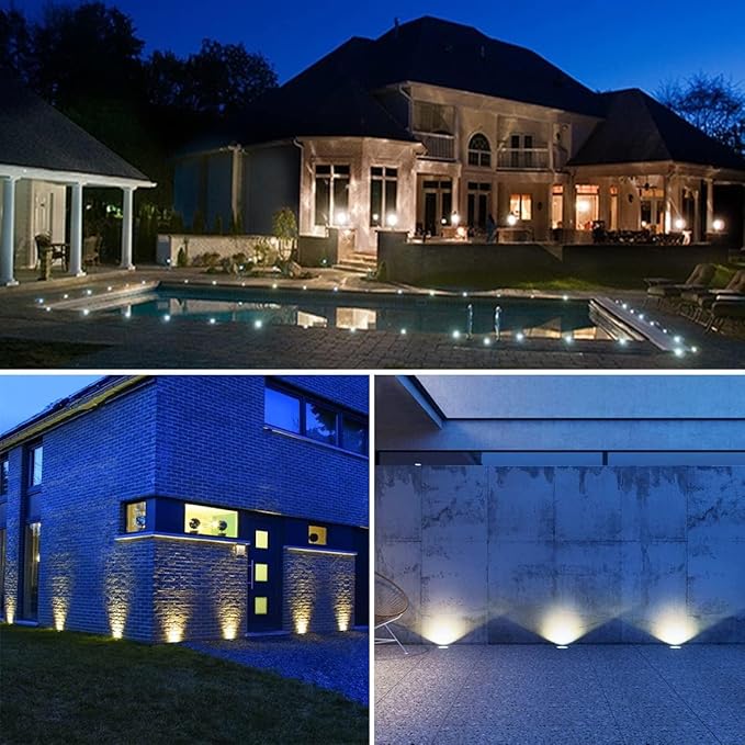 Round Recessed Led Buried Lights - Outdoor Led Landscape Lamp Ip67 Waterproof Stainless Steel Led Spotlight Outdoor Led Ground Floodlights for Pathway Patio Garden La-Warm Light-6 W