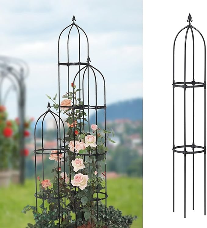 Garden Trellis for Climbing Plants Tower Obelisk Garden Trellis Plant Support Vine Supports Plant Tower for Outdoor Indoor Vines Flower(Size:33cm/12.9in Medium)