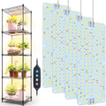 4Panel Grow Lights for Indoor Plants Seed Starting Veg Pot Plants Bonsai with Timer 4/8/12/16/20H Ultra-Thin Under Cabinet &amp Shelf Full Spectrum LED Plant Growing Lamps Multi-Panels Free Con