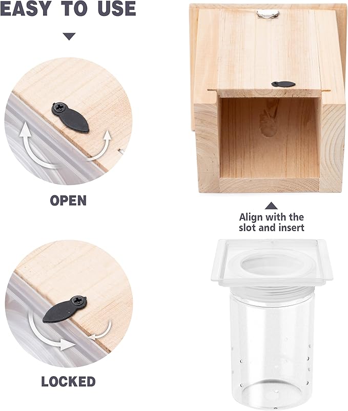 Carpenter Bee Trap for Outside - Pentroof Style Nature Hanging Wood Carpenter Bee Traps Outdoor - Best Bee Trap - Insect Traps with Removable Vault (4 Pack)