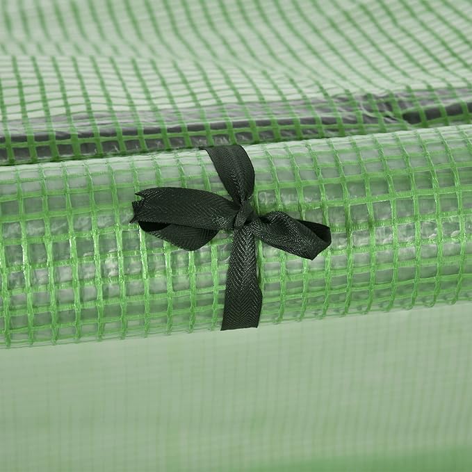 Outsunny 10' x 3' x 2.5' Mini Greenhouse Portable Tunnel Green House with Roll-Up Zippered Doors UV Waterproof Cover Steel Frame Green