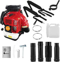 Leaf Blower Backpack Leaf Blower Gas Powered 2-Stroke Engine 900 CFM 2.3L Tank Leaf Blower 80CC Snow Blower Handheld Leaf Blower for Lawn Care Patio Orange Ship from USA Red