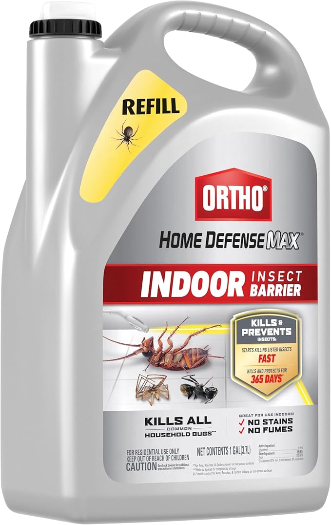 Ortho Home Defense Max Indoor Insect Barrier Extended Reach Comfort Wand Plus Refill Bundle - Indoor Bug Spray Kills Ants Roaches Spiders and More 1 gal.