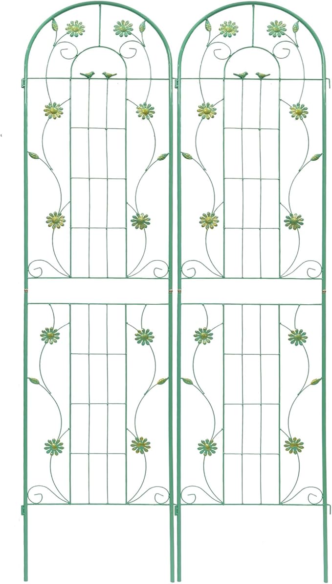 4 Pack Metal Garden Trellis 86.7 x 19.7 Rustproof Trellis for Climbing Plants Outdoor Flower Support (Green)