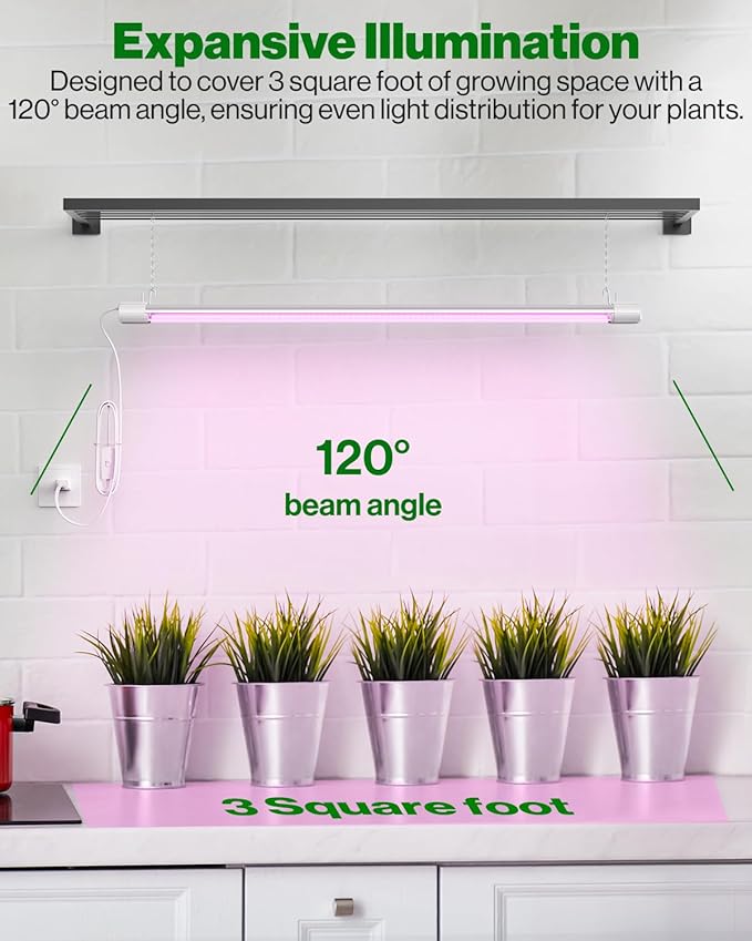 Sunco 3ft Grow Light LED 30W Full Spectrum for Seed Starting Seedling Indoor Plants Plug in Suspended Fixture Link Up to 5 Inline Switch UL/ETL 4 Pack.