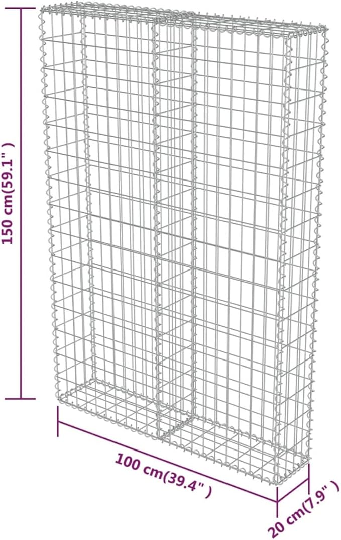 Gabion Basket Galvanized Steel Garden Planter 39.4x7.87x59 Inches Gabion Cage for Raised Bed Fence Patio Vegetables Flowers Herbs
