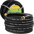 Garden Hose 75 ft x 5/8 in Heavy Duty Water Hose Flexible and Durable Lightweight Rubber Hybrid Hose Leak-Free Connections Male to Female 3/4'' Brass Fittings for Patio Lawn Black