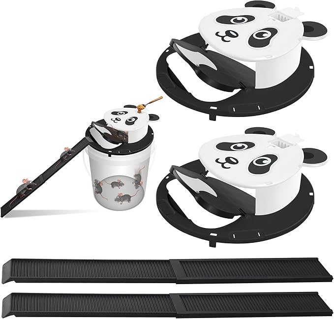 4 Packs Mouse Traps BucketAutomatic Reset Flip Lid Humane Mouse Trap-Multi-Catch Rat Traps Outdoor&ampIndoor Home Use-Reusable Mice Catching Tool -4 Packs White