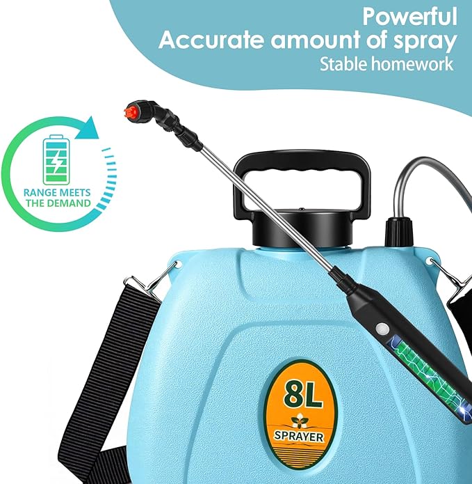 2 Gallon Battery Powered Garden Sprayer2025 Upgraded Electric Weed Sprayer with 3 Adjustable Speed Battery IndicatorRechargeable Retractable Wand with Adjustable Shoulder Strap for LawnGardenYard