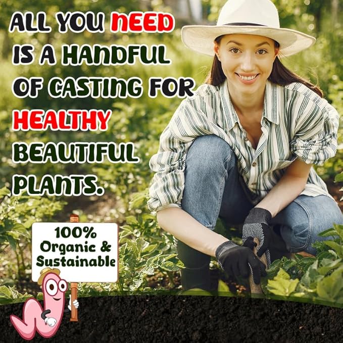 Organic Worm Castings For Plants 10 Lb - Vermicast from Red Worms for Composting - Soil Amendments &amp Gardening Soil for Outdoor Vegetables - Fine &amp Crumbly Worm Castings for Indoor Plants