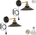 2-Pack Hook Mounted Plant Light Full Spectrum 6000K 25W White Light Timing Plug in Cord Industrial Style Black Wall Lamp for Flowers Growing Indoor Plants (DZ22x6)
