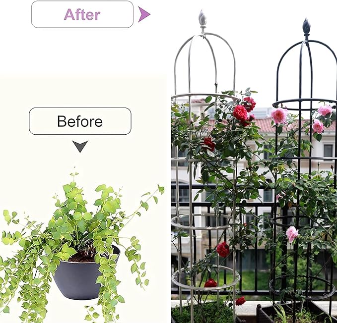 Garden Trellis for Climbing Plants Heavy Duty Strong Tubular Plant Cage Metal Garden Trellis Plant Support for Climbing Vines for Flowers Vegetable Fruits Vines SupportWhite120cm