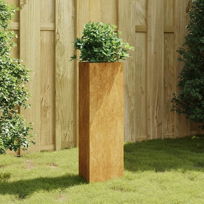 Corten Steel Rectangular Elevated Garden Planter 29.5 H Industrial Outdoor Raised Bed for Herbs &amp Flowers Weathering Metal Large Patio Box for Balcony &amp Terrace Use