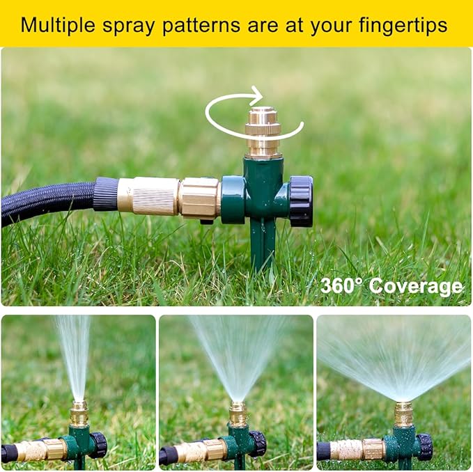 FANHAO 2 Pack Metal Lawn Sprinkler for Yard Automatic Garden Water Sprinkler on Spike Base Adjustable Irrigation System 360 Degree Large Area Coverage for Lawn Grass Patio Garden Irrigation