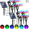 Solar Spotlights Outdoor Waterproof RGB Landscape Spotlights Christmas Decorative Solar Spot Lighting for Garden Yard Pathway Lawn Poolside Party 4-in-1 Mounted (RGB 2 Pack)