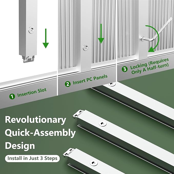 6’ x 9’ Greenhouse for Outdoors Windproof Robust Aluminum Walk-in Greenhouse with Roof Vent Window for Garden Backyards Plants Easy Assembly Silver