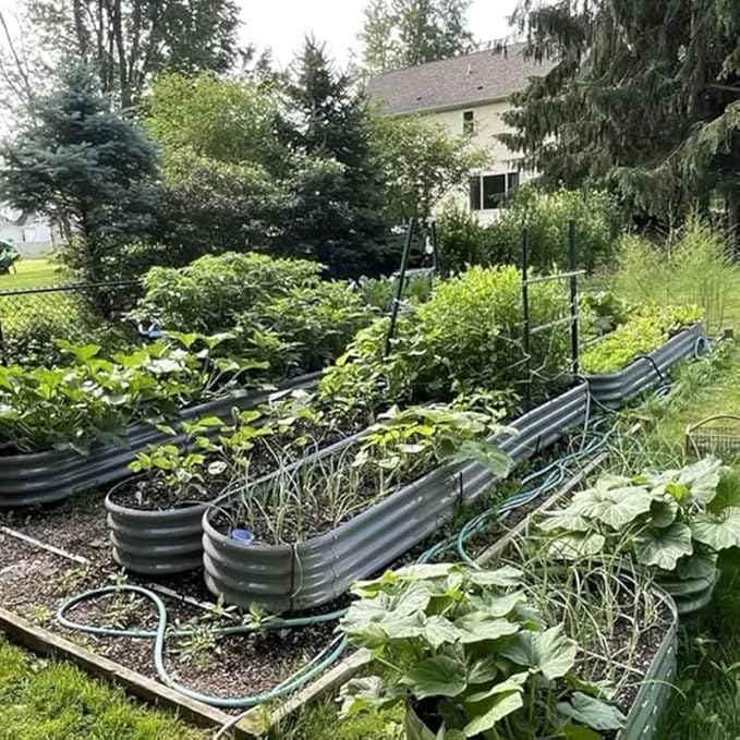 12x2x1ft Galvanized Raised Garden Bed 12 Tall Metal Raised Beds for Gardening Kit Bottomless Above Ground Planter Boxes for Outdoor Plants Vegetables Flowers Herbs Fruits Rust Resistant Grey