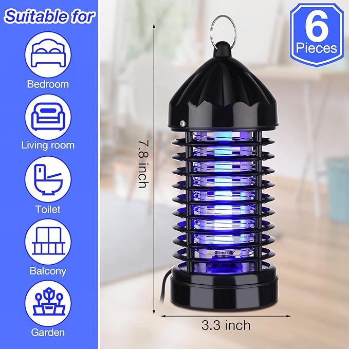 Qualirey 6 Pcs Mosquito Killer Electric Mosquito Killer Electric 220V Insect Fly Trap Zapper for Patio Bug Insect Zappers Fly Trap for Home Garden Patio Backyard