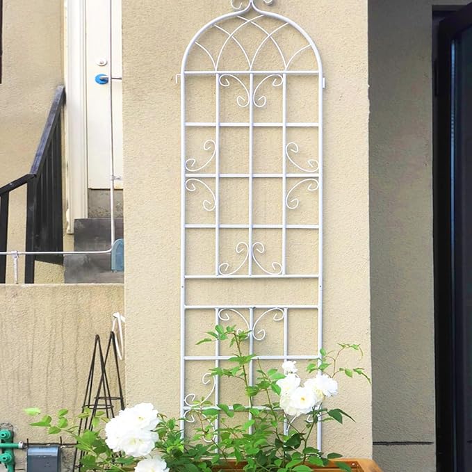 4 Pack Metal Garden Trellis 86.7 x 19.7 - Rustproof Climbing Plant Support for Outdoor Gardens(4 Pack-Cream White)