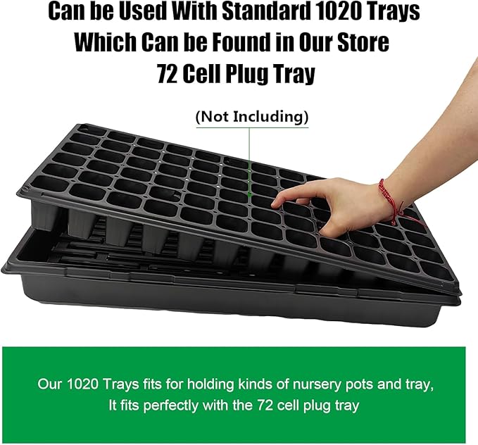 10 Pack 1020 Trays Extra Thick Heavy Duty Seed Starting Trays - No Holes No Leak Reusable Propagation Flats for Microgreens Seedlings Plant Germination Fodder and Transplant
