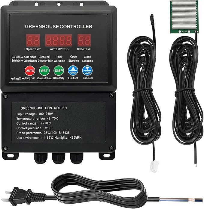 UYGALAXY Greenhouse Roll Up Motor Intelligent Thermostat Controller for Electrical Venting with AC110V to DC24V Automatic Temperature Controller (Forward Reverse Control 2 Motors)