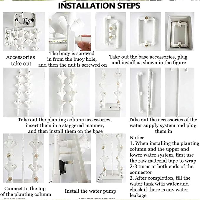 Hydroponic Kits 45-Hole Hydroponic Growing System Indoor Growing System Vertical Growing Tower Soilless Growing System/1 Pc. Beginner Hydroponics System