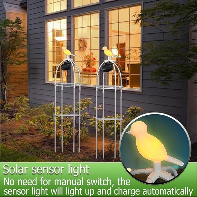 Garden Trellis for Climbing Plants Metal Garden Obelisk Trellis for Climbing Plants Outdoor with Auto Sensor Solar Light for Raised Beds Vines Cucumbers Tomato Cage(30 * 120cm/11.8*47.3)