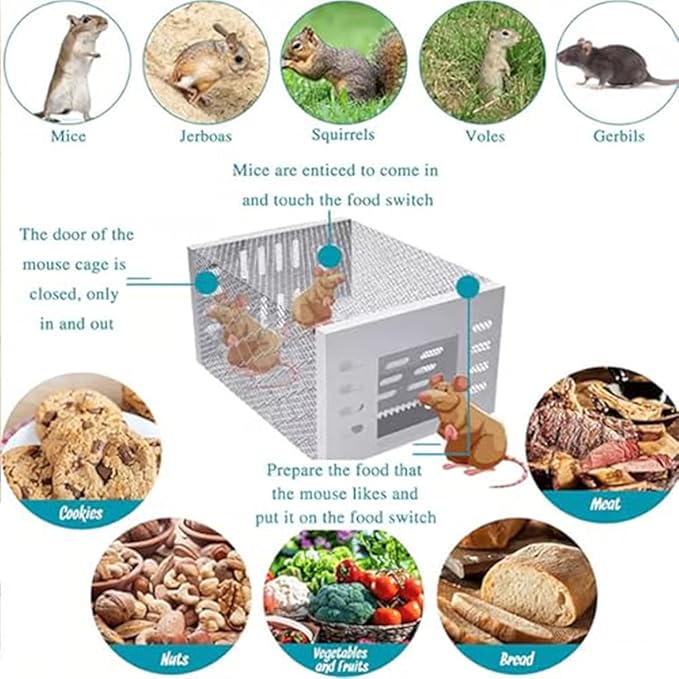 Eaglever Mouse TrapEaglever Stainless Steel Mouse Trap Stainless Steel Continuous Mouse Cage Trap Easy to Set Mice Catcher for Indoor and Outdoor (2)