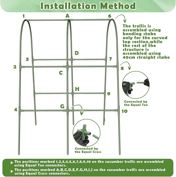 Cucumber Trellis for Raised Bed Garden Arch Trellis for Climbing Plants Outdoor Metal Garden Trellis for Spring Vegetables Cucumber Trellis for Spring Tomato Bean Pea Grape Plant