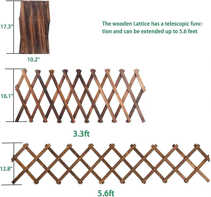Expandable Garden Trellis Wooden Lattice Panels for Outside Expandable Wood Fence Wall Garden Trellis Frame Climbing Plant Outdoor Vine Decorative