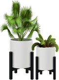 Plant Pot with Stands Set of 2 Mid Century Planters for Indoor Plants Modern Decorative Flower Pots for Balcony Office Living Room or Garden with Drainage Plug 12 inch &amp 10 inch