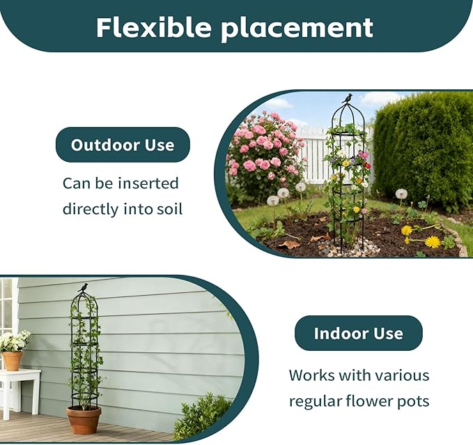 2 Pack Garden Obelisk Trellis for Climbing Plants Outdoor Plant Trellis Garden Tower Trellis for Potted Plant Climbing Flowers Vegetable Cucumber Trellis