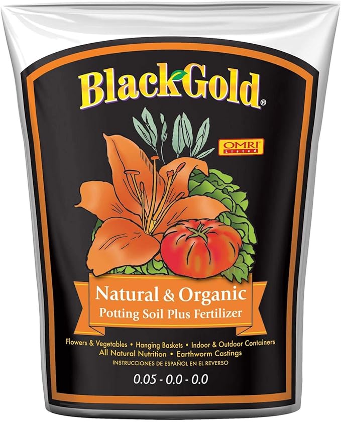 SunGro Black Gold 2 Cu Ft Natural &amp Organic Potting Soil + Fertilizer (4 Pack)