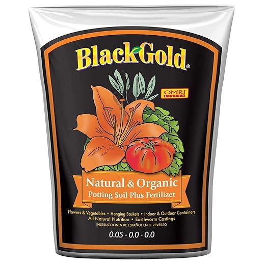 SunGro SUGRBG2 Black Gold Natural &amp Organic Potting Soil Bag Plus Fertilizer 2 Cubic Feet (2 Pack)
