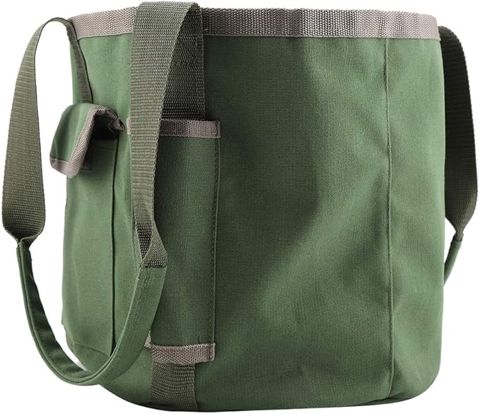 Yosoo Garden Tools Storage Bag Gardening Bucket Organizer with Pockets for Women Men Gardener Garden Tote Garden Tool Set Kit Green