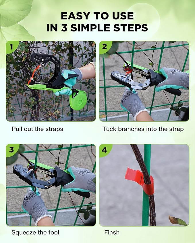 WORKPRO Plant Tying Machine Lightweight Tape Gun for Tying Vines and Support Plants Includes Gloves 20 Rolls of Tape 10000 Staples Ideal for Tomatoes Grapes Cucumber and Vegetables