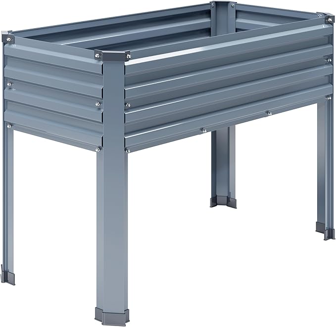 Galvanized Raised Garden Bed with Legs2PCS 48×18×30in Elevated Planter Box for BackyardOutdoor Garden Patio Balcony 300lb CapacityGrey
