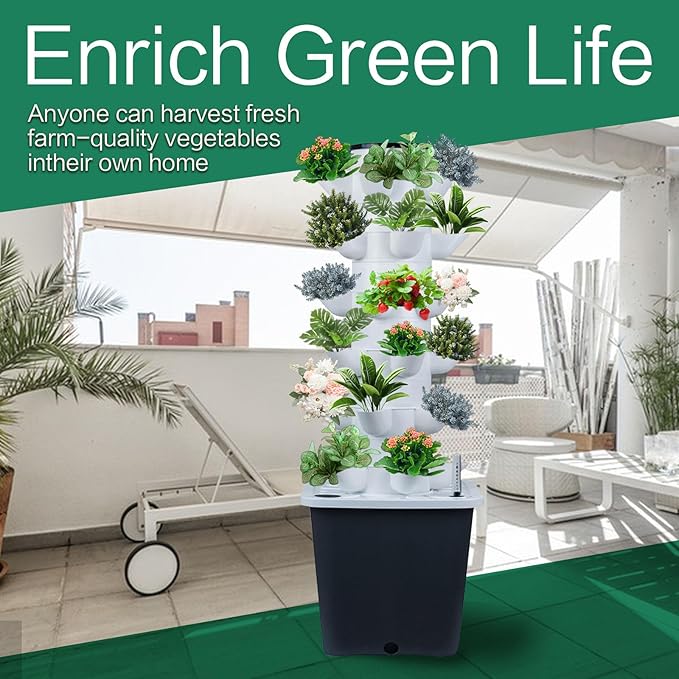 Indoor Hydroponics Growing System - 30-Plant Tower with Pump Perfect for Vegetable and Herb Garden Hydroponics Growing System Kit (No Seed)