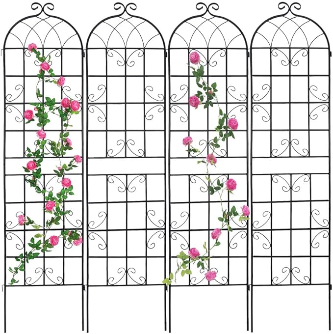 4 Pack Metal Garden Trellis 86.7 x 19.7 Climbing Rose Trellis Outdoor Trellis Trellis for Climbing Plants Trellis Rustproof Trellis for Roses Decorative Trellis