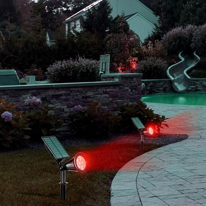 Generic Solar Landscape Lights 7 LED Solar Spotlights 2 in 1 Waterproof Security Light Solar Lights Outdoor (Red)