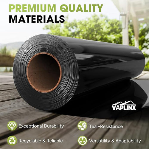 10 Mil Black Plastic Sheeting 5x100 FT – UV Protection Poly Sheeting Polyethylene Film Black Plastic Rolls for Garden Crawl Space Vapor Barrier Construction Landscaping Weed Moisture Control