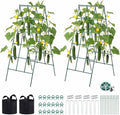 VEVOR Cucumber Trellis 46 High Foldable A-Frame Garden Trellises for Raised Bed 4 Panels Metal Rustproof Outdoor Climbing Plant Support with 2 Plant Bags for Vine Peas Beans Tomato Flowers